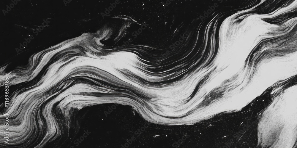 Poster Stellar wind patterns create dynamic textures in the dark expanse of space showcasing celestial movement and energy flow