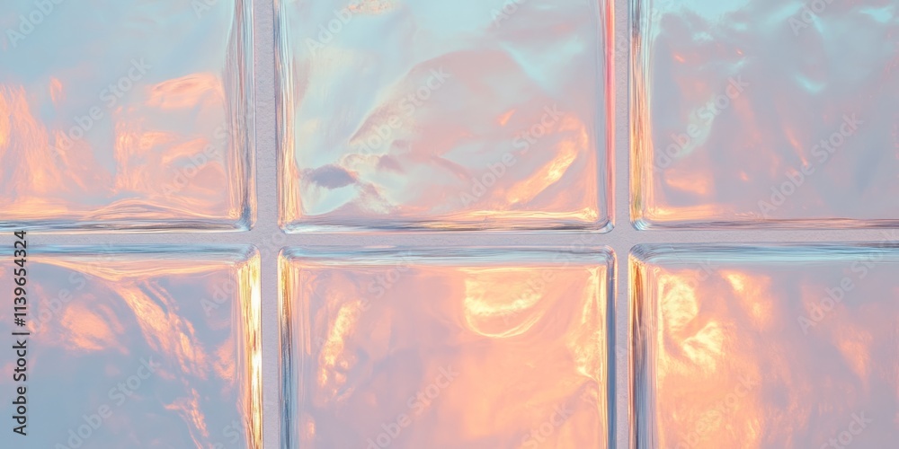 Aufkleber Textured glass block pattern with soft colors reflecting light