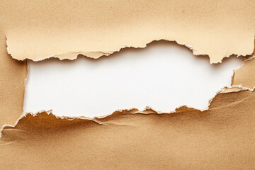 torn brown paper background with white copy space