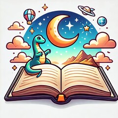 Fototapeta premium Illustration of an open book with blank sheets on a white isolated background 