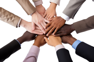 PNG Close up top view of young business people putting their hands together teamwork success unity.