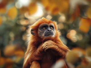 Fototapeta premium Close Up Portrait of Javan Langur, Ebony Leaf Monkey, Primate