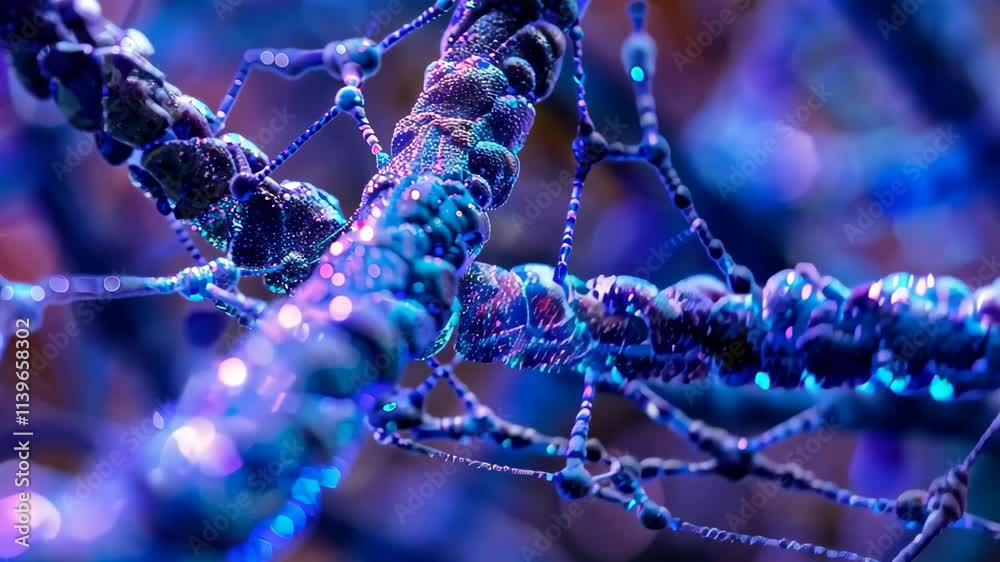 Poster this close-up showcases a mesmerizing array of colorful patterns that mimic neural connections, illu