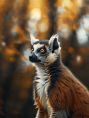 Fototapeta premium Ring Tailed Lemur, Lemur catta, Madagascan Lemur Wildlife Photography Close Up in Forest