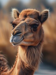 Obraz premium Close Up Portrait of a Bactrian Camel in the Wild