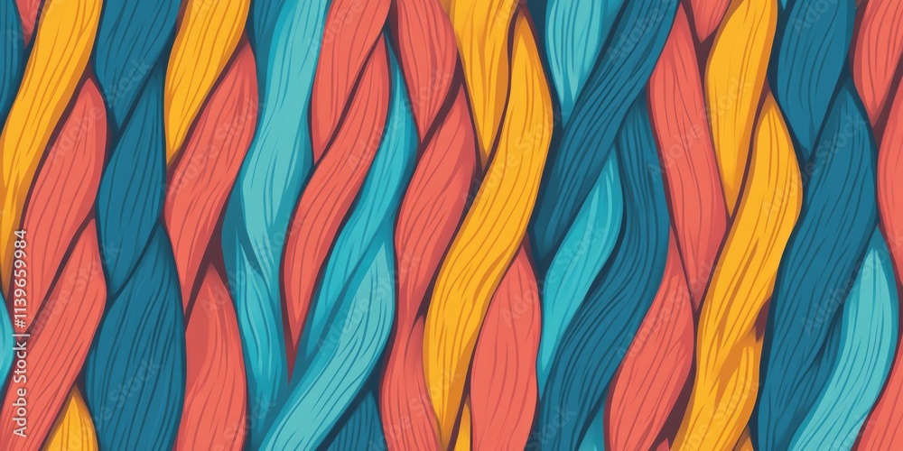 Poster Vibrant seamless texture pattern of taut industrial cables displaying dynamic color contrasts and intricate designs