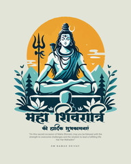 Happy Maha Shivratri Lord Shiva with Har Har Mahadeva Social Media Post template banner
