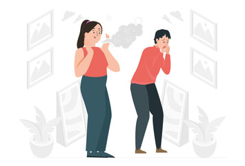 Fototapeta premium Bad Breath Concept Illustration Stylish and Beautiful