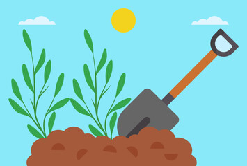 Shovel Concept Illustration Stylish and Beautiful