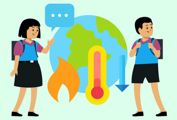 Global Warming Concept Illustration Stylish and Beautiful