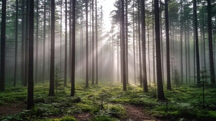 Obraz premium Mindfulness breathing in peaceful forest nature scene tranquil environment serene viewpoint for relaxation