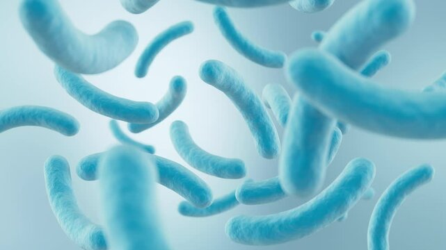 Probiotic bacteria, Lactobacillus , 3d animation.