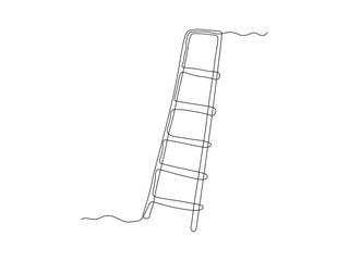 Abstract ladder,stepladder, continuous single line art drawing sketch, logo