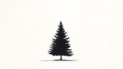 Obraz premium Slightly stylized tree silhouette on plain background digital art.. AI Generated