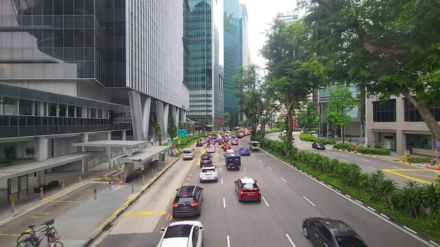 Singapore skyline in the daytime. 4K resolution time-lapse of the Singapore skyline at daytime.