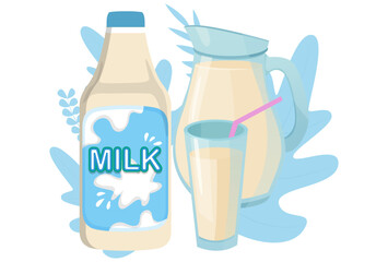 Milk Bottle Concept Illustration Stylish and Beautiful
