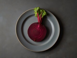 A slice of beet root on a plate.