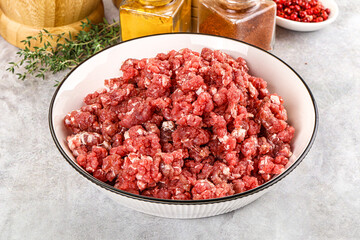 Raw beef minced meat for cooking