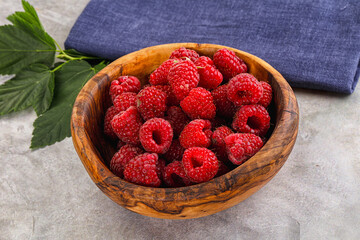 Ripe sweet and juicy organic raspberry