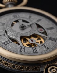 Obraz premium vintage watch mechanism close up, realistic illustration