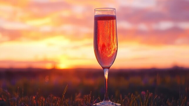 Bubbles rising from a glass of champagne, with the upper half left blank - Powered by Adobe