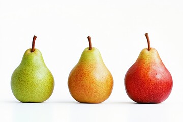 Trio of Fresh Pears Isolated Against a Clean White Backdrop for Culinary Inspiration