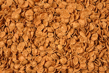 Top view a multigrain breakfast cereal dark colored with minerals. Whole grain wheat.