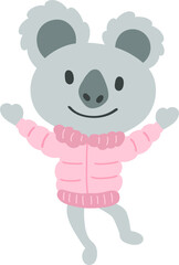 Little Koala wearing Pink Sweater .cartoon doodle