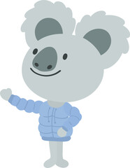 Little Koala wearing Blue Hoodie.cartoon doodle