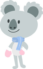 Little Koala in Winter Attire.cartoon doodle