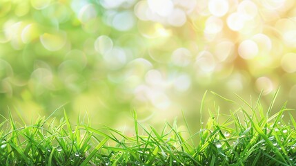 Obraz premium Beautiful green grass with morning dew.