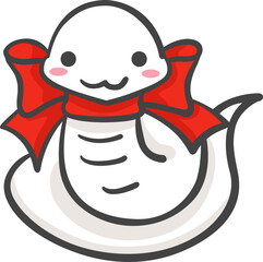 White snake with ribbon for decoration on snake year in Chinese zodiac.