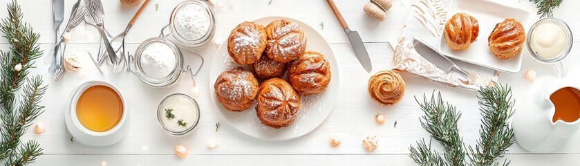 Festive Christmas Cream Puffs and Tea.