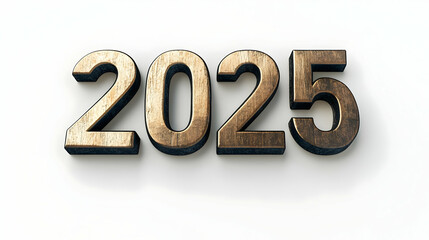 2025 Wooden 3D Number Illustration
