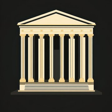 recommend clip art: Classical temple with columns on black	