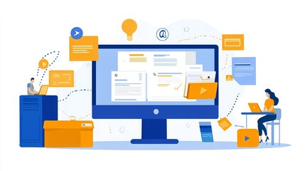 Obraz premium Discover the benefits of a Document Management System (DMS). A DMS streamlines your document management processes, enhancing efficiency and organization. Enhance compliance