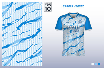 T-shirt sport jersey design template with grunge line art pattern for gaming, e-sports, soccer, badminton, or volleyball. T shirt mockup for sport club. Vector Illustration