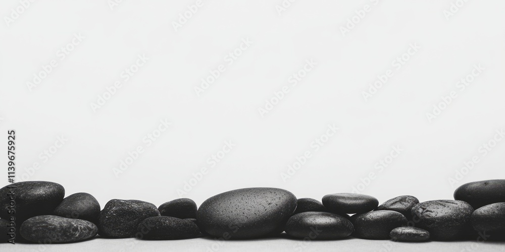 Aufkleber Contrasting banner with pebbles forming a border and an empty space for text