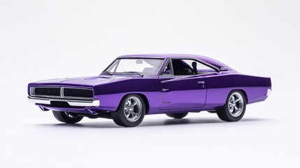 Fototapeta premium Purple muscle car, classic, toy, model, isolated, studio shot.