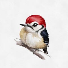 Delightful Illustration of a Tiny Woodpecker on a Branch