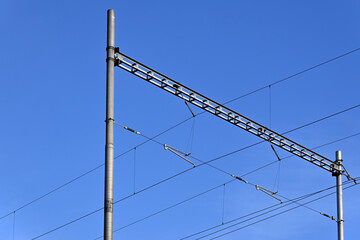 Traction line poles at the railway line