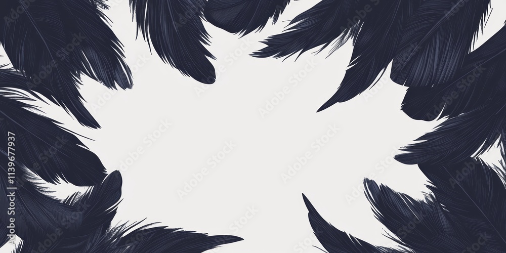 Aufkleber elegant banner design featuring contrasting empty space surrounded by dark feathers for artistic use