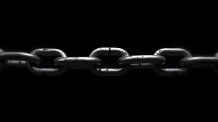 Obraz premium Realistic industrial chain isolated on black background.