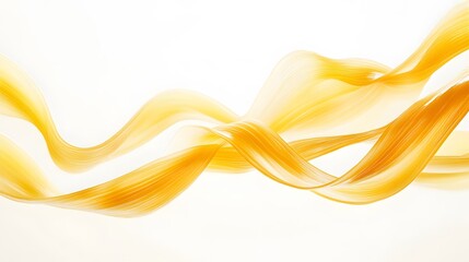Abstract golden waves flowing on white background.