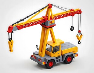 3D Rendering of a Colorful Crane Truck on White Background, Generative AI