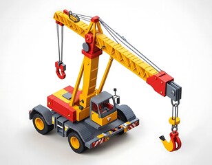 3D Rendering of a Colorful Crane Truck on White Background, Generative AI