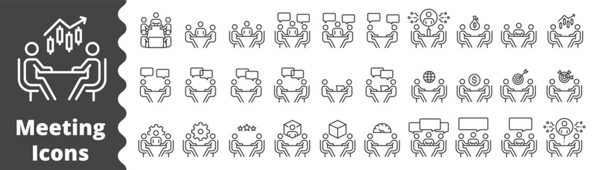 people conference table meeting icons, people team, people meet