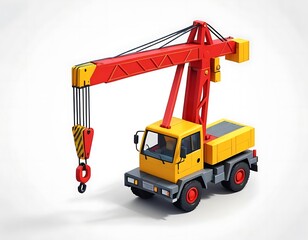 3D Rendering of a Colorful Crane Truck on White Background, Generative AI