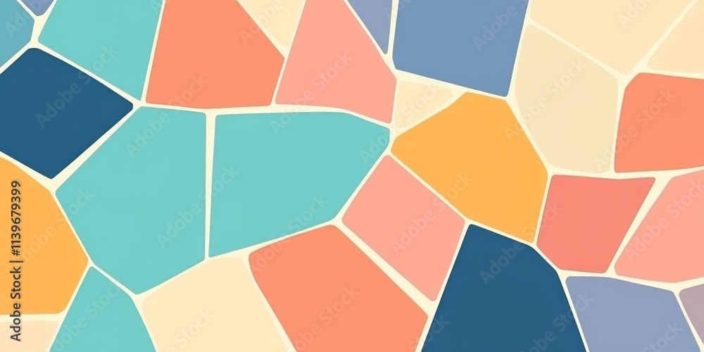 Poster brightly colored mosaic banner with contrasting empty space and vibrant edges for events and festivi