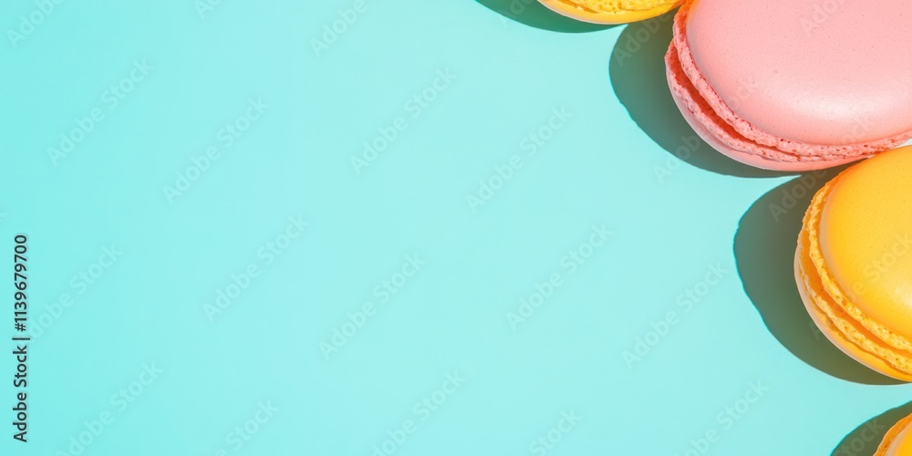 Aufkleber Brightly colored banner featuring macarons with empty space for text or design elements